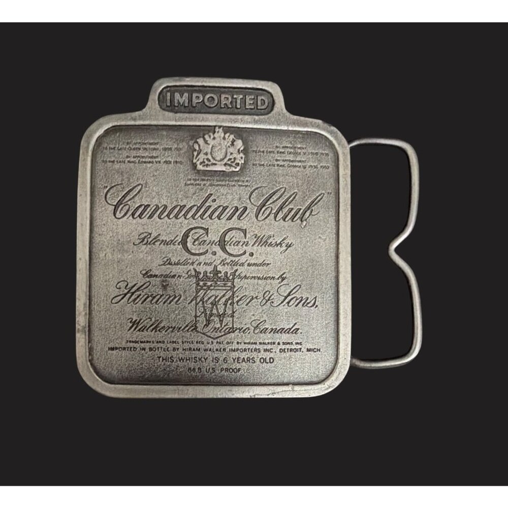 1975 Bergamot Brass Works Canadian Club Whiskey‎ Belt Buckle